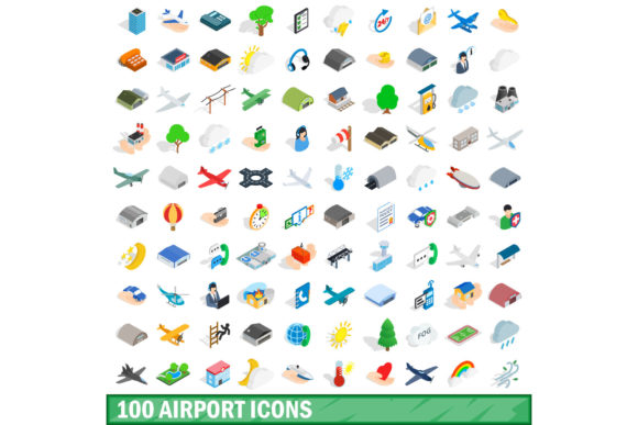 100 Airport Icons Set for Modern Design Projects