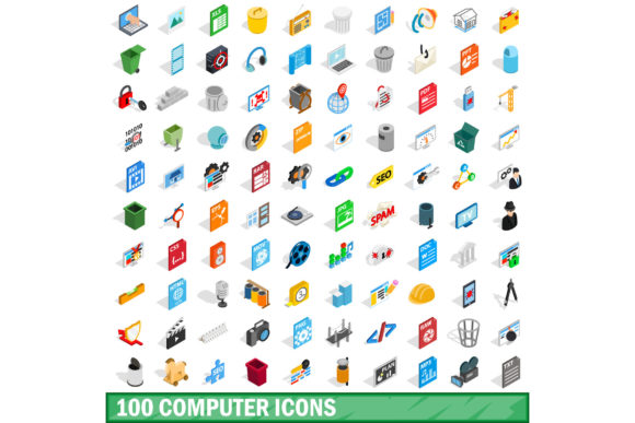 100 Computer Icons Set for Modern Design Projects