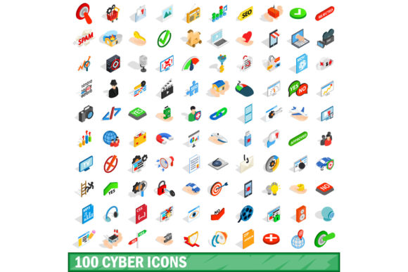 100 Cyber Icons Set, Isometric 3d Style: Elevating Your Digital Designs