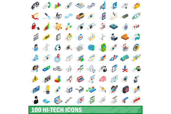 100 Hi-tech Icons Set for Modern Design