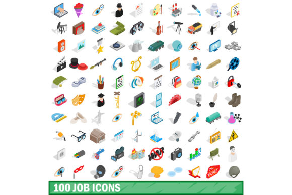 100 Job Icons Set, Isometric 3d Style: Elevating Your Visual Communication