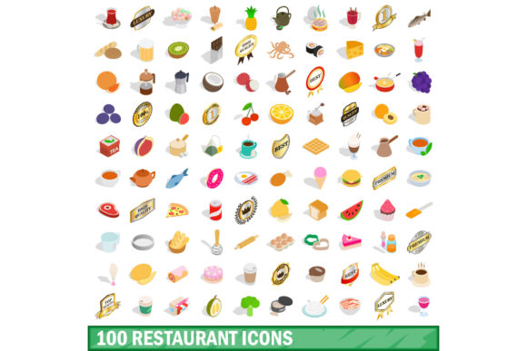 100 Restaurant Icons Set for Modern Design