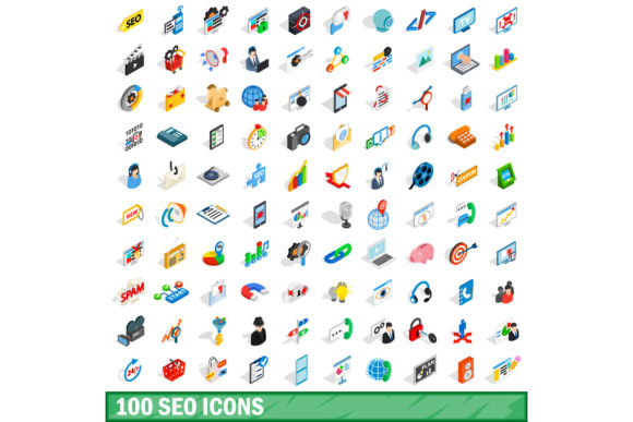 100 Seo Icons Set, Isometric 3d Style: Elevating Digital Visuals with Depth and Dimension