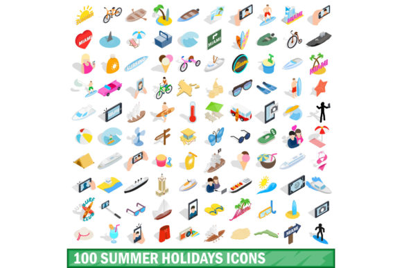 100 Summer Holidays Icons Set, Isometric: A Comprehensive Evaluation