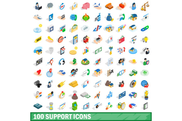 100 Support Icons Set for Modern Design Projects