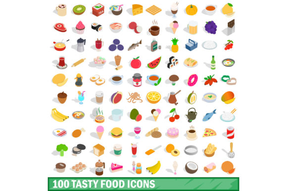 100 Tasty Food Icons Set for Creative Projects