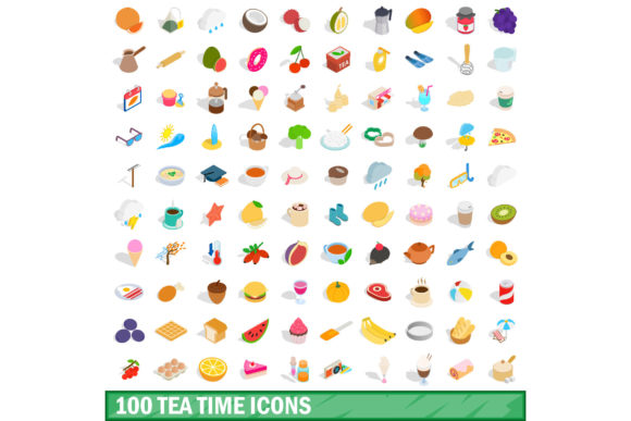 100 Tea Time Icons Set for Creative Projects
