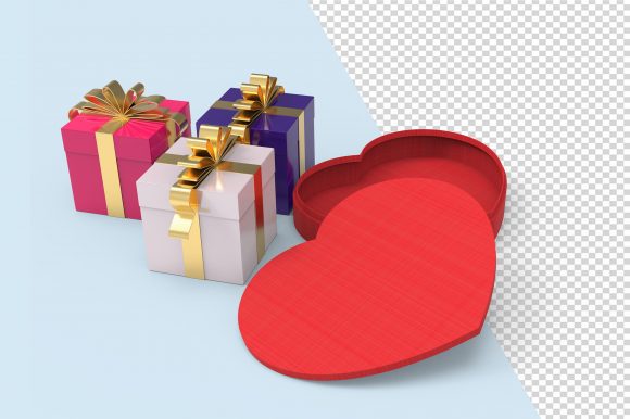 Elevate Your Visual Projects with the Luxury Open Heart Shape Gift Box Mockup