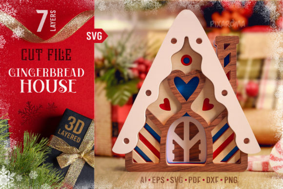 Gingerbread House 3D Layered Cut File