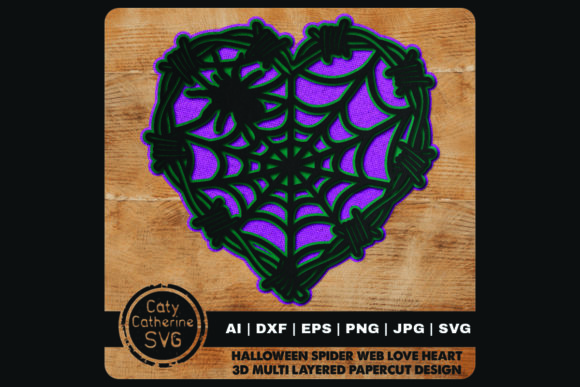 Halloween Spider Web Love Heart 3D Design